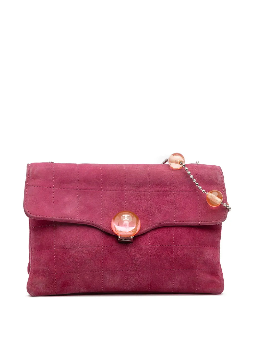 Pre-OwnedCHANEL Pre-Owned2000-2002 CC Choco Bar Suede Beaded Chain Flap shoulder bag