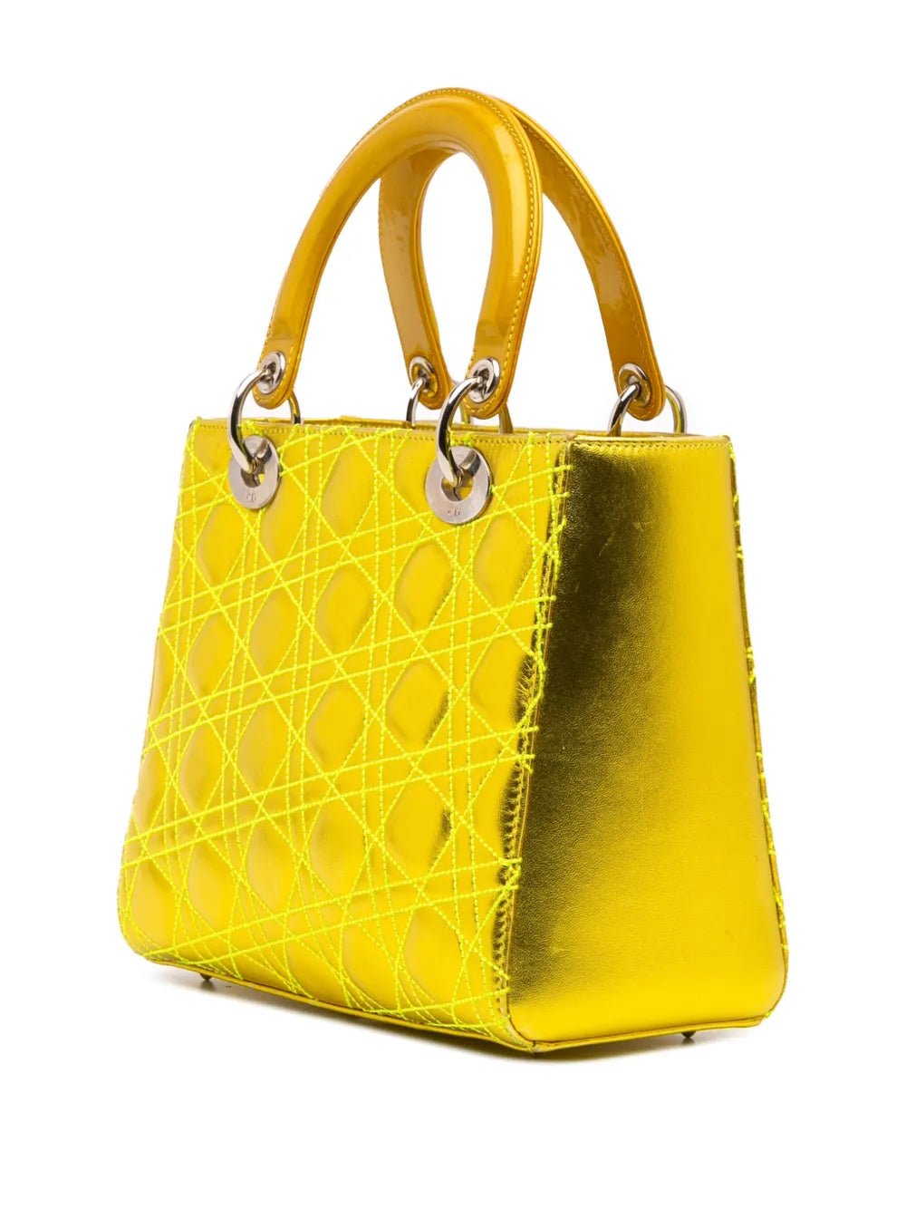 Pre-OwnedChristian Dior Pre-Owned2011 Anselm Reyle Medium Metallic Lambskin Cannage Lady Dior satchel