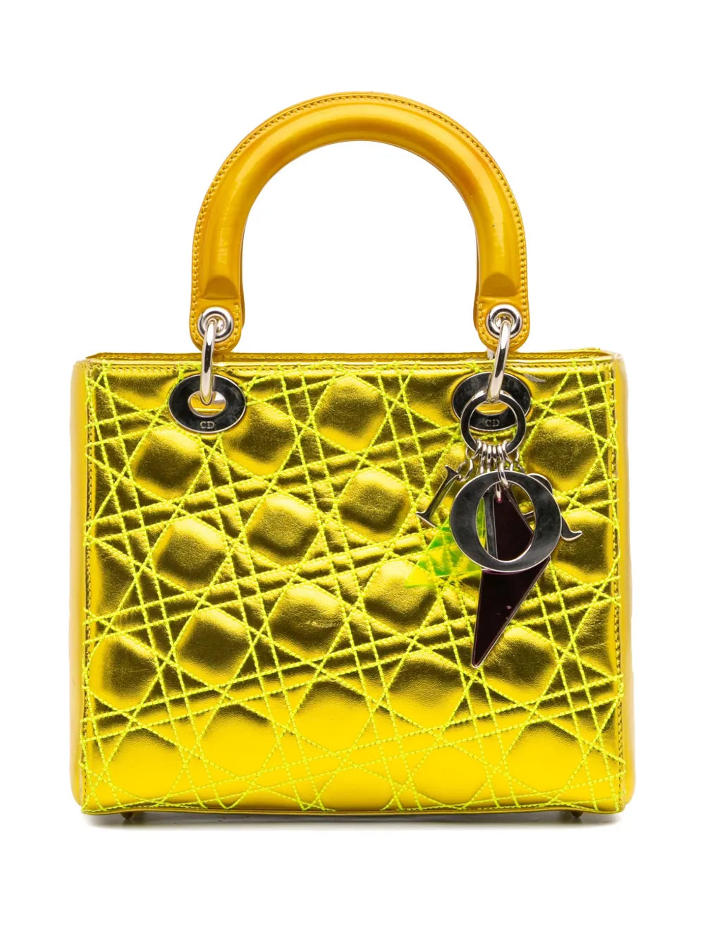 Pre-OwnedChristian Dior Pre-Owned2011 Anselm Reyle Medium Metallic Lambskin Cannage Lady Dior satchel