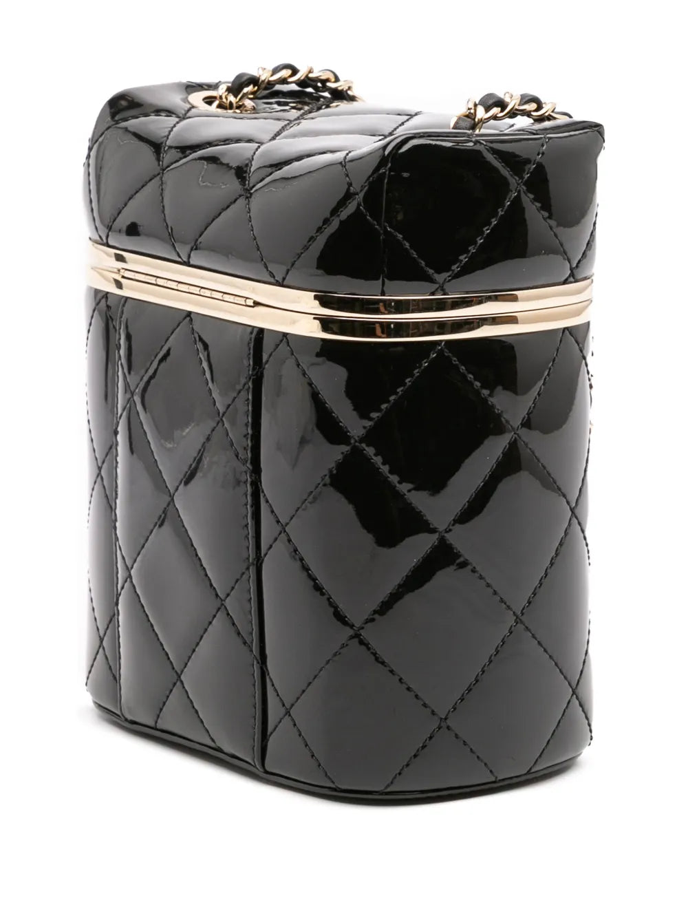 Pre-OwnedCHANEL Pre-Owned2021-2025 Quilted Patent Logo Chain Case vanity bag