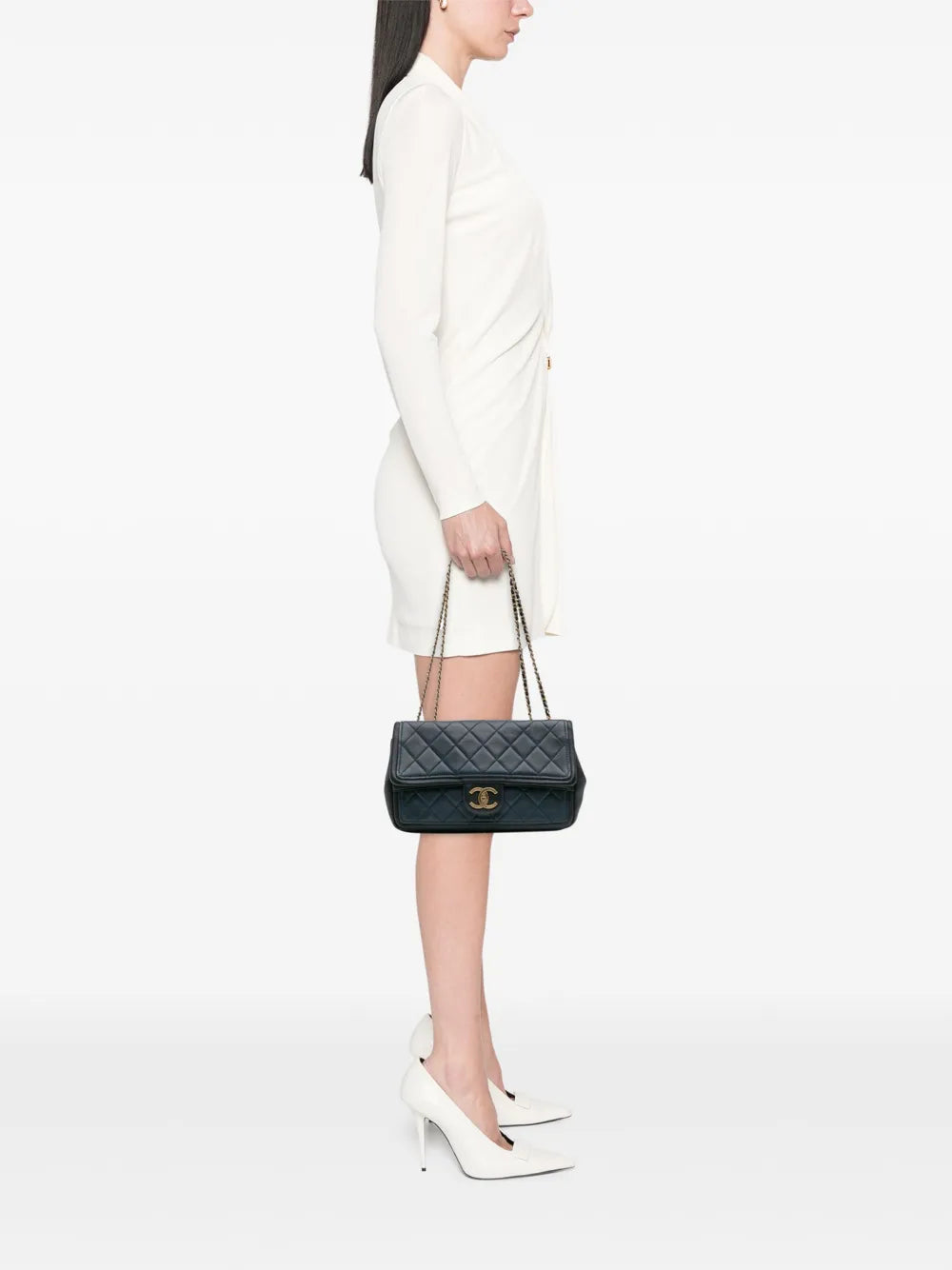 Pre-OwnedCHANEL Pre-Owned2014 Medium Bicolor Calfskin Graphic Flap shoulder bag