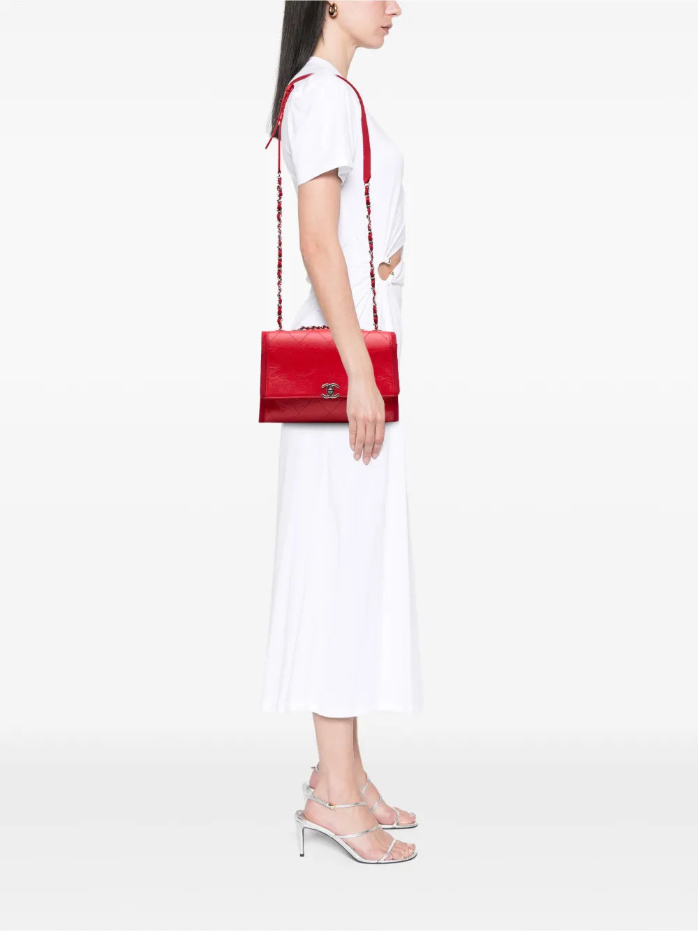 Pre-OwnedCHANEL Pre-Owned2018 CC Quilted Crumpled Calfskin and Grosgrain Flap crossbody bag