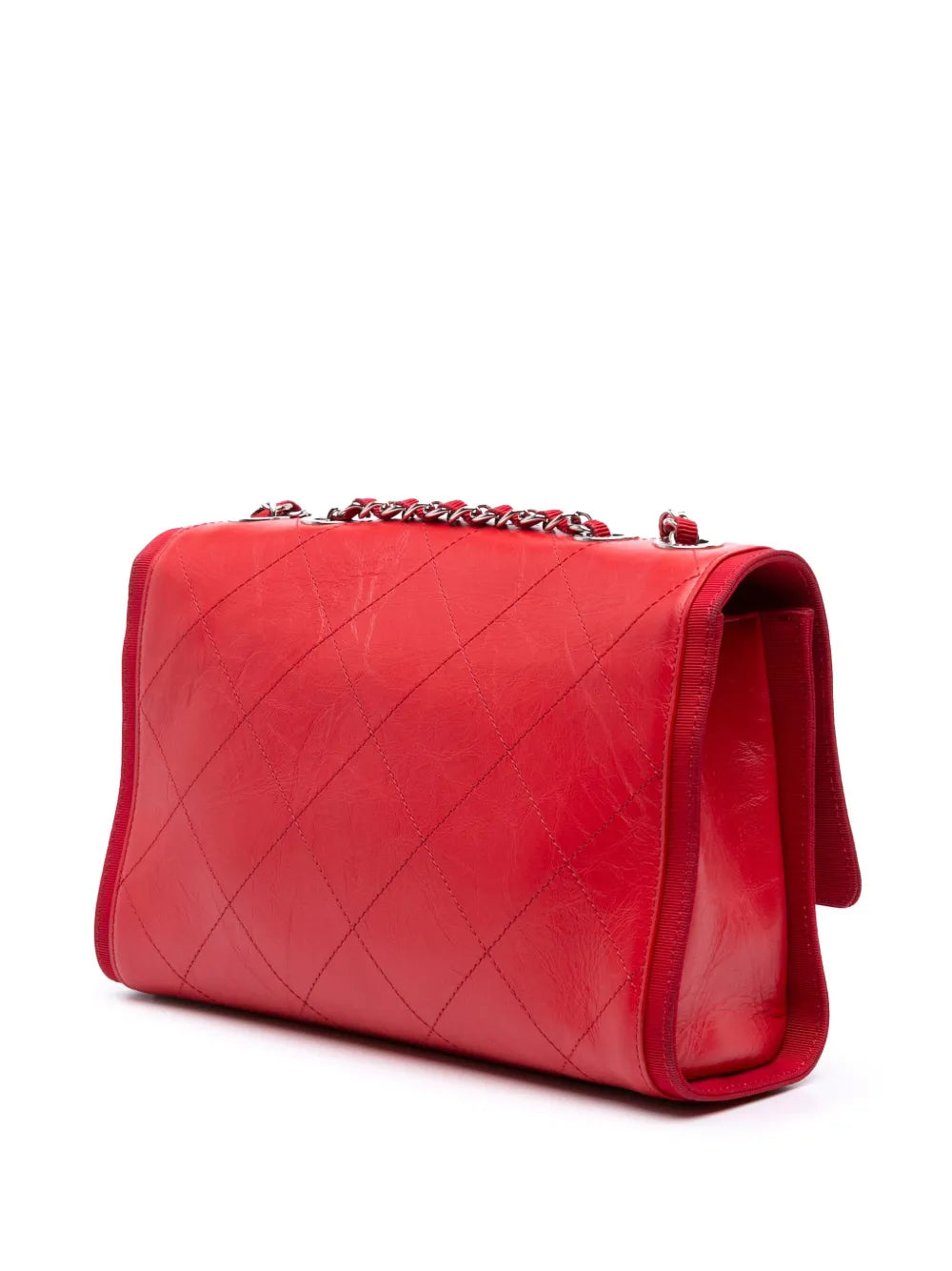 Pre-OwnedCHANEL Pre-Owned2018 CC Quilted Crumpled Calfskin and Grosgrain Flap crossbody bag