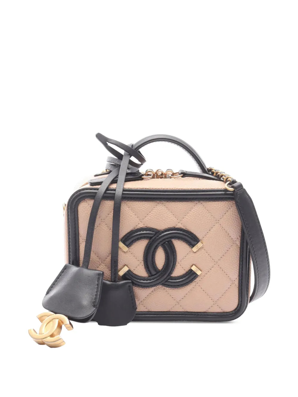 Pre-OwnedCHANEL Pre-Owned2018-2019 Small Caviar CC Filigree Vanity Case satchel