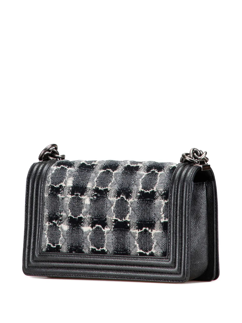 Pre-OwnedCHANEL Pre-Owned2013-2014 Medium Quilted Tweed Caviar Boy Flap crossbody bag