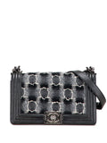 Pre-OwnedCHANEL Pre-Owned2013-2014 Medium Quilted Tweed Caviar Boy Flap crossbody bag