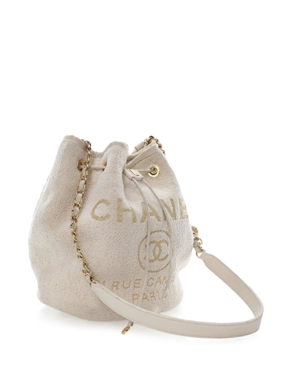 Pre-OwnedCHANEL Pre-Owned2019 Small Tweed Deauville Drawstring bucket bag