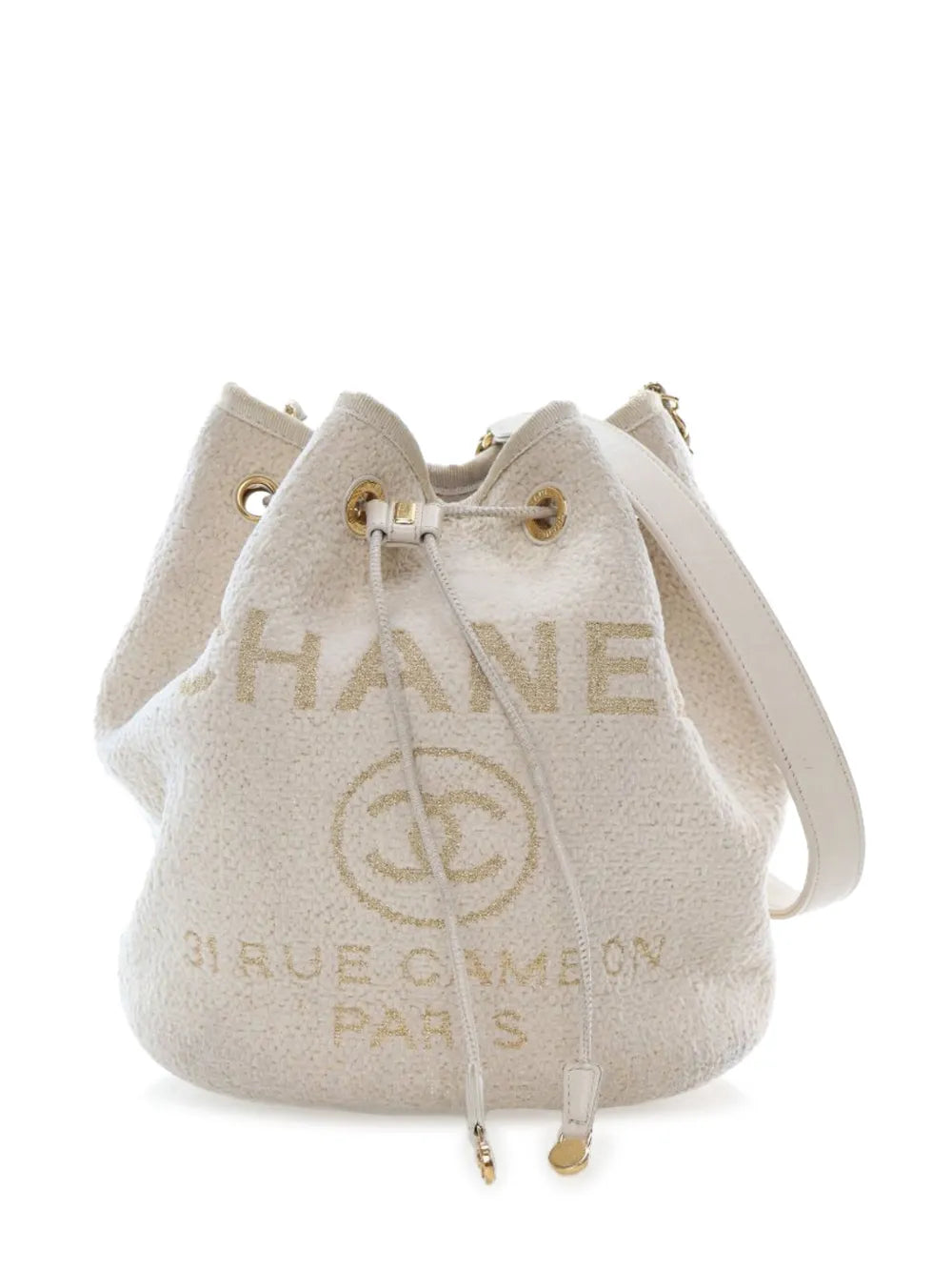 Pre-OwnedCHANEL Pre-Owned2019 Small Tweed Deauville Drawstring bucket bag