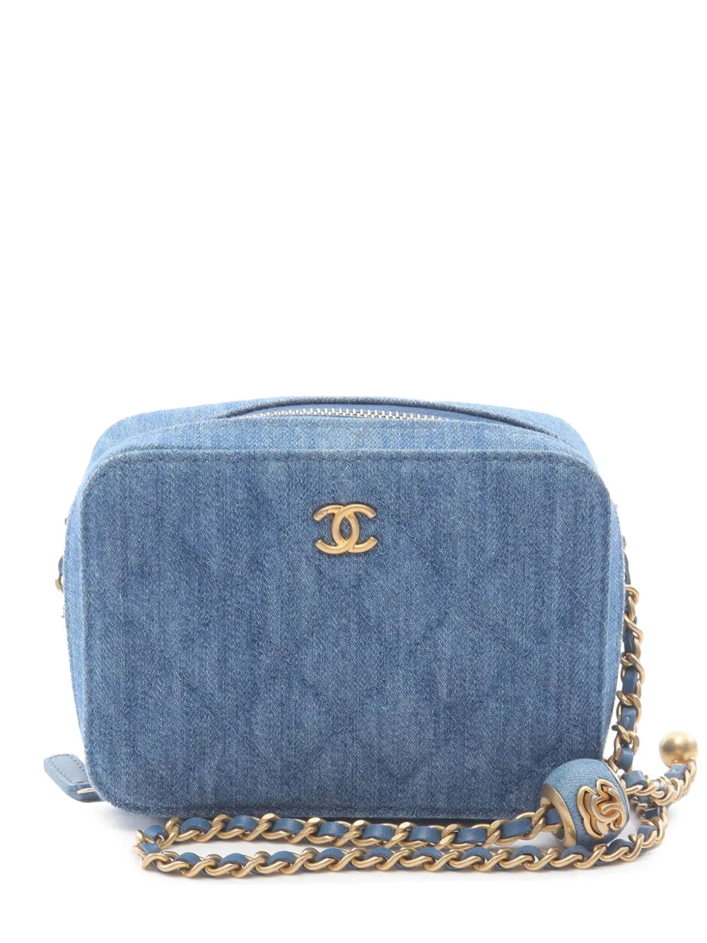 Pre-OwnedCHANEL Pre-Owned2021 Quilted Denim Pearl Crush Camera Bag crossbody bag