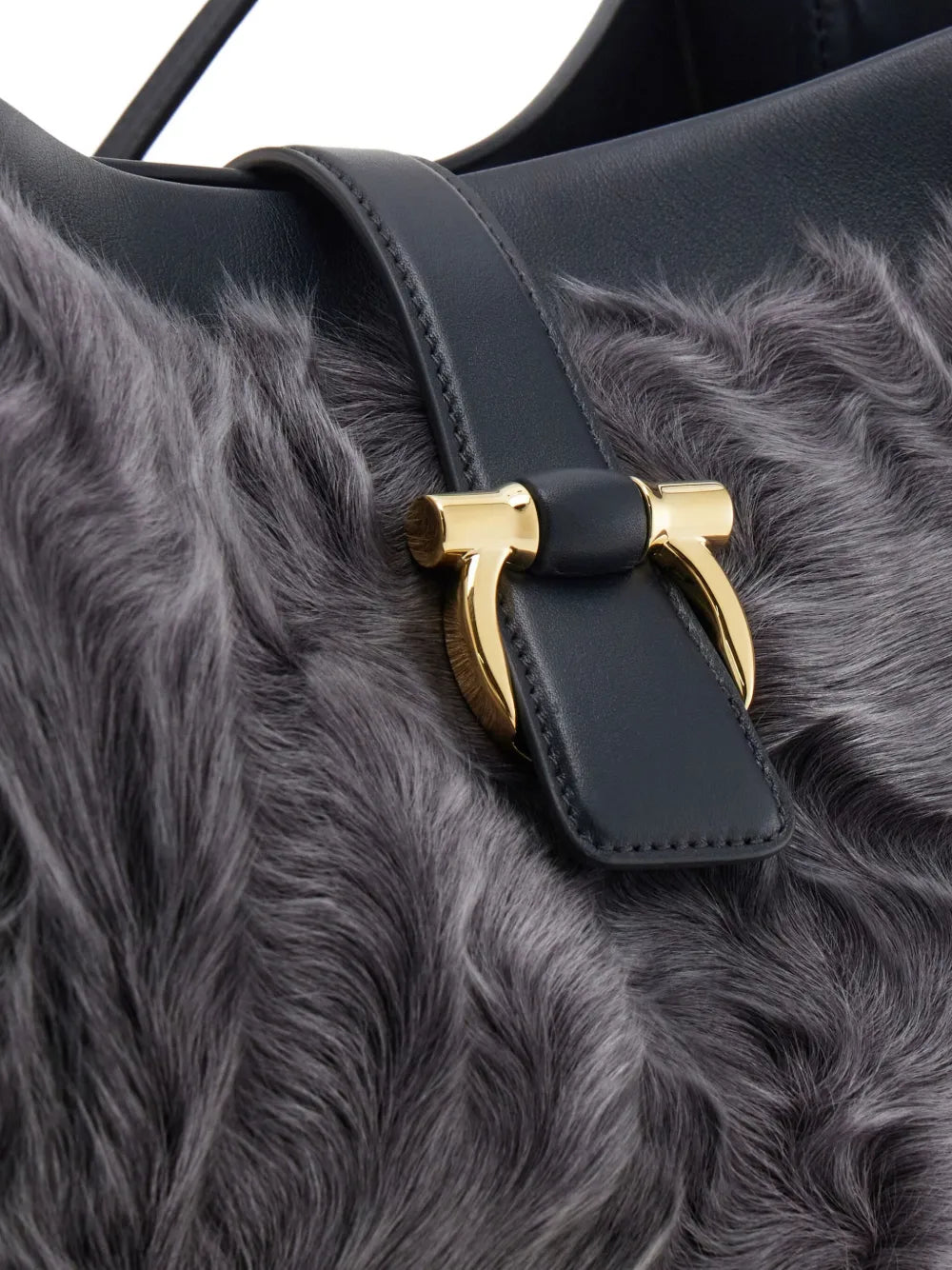 New SeasonFerragamolarge fur-embellished top-handle tote bag
