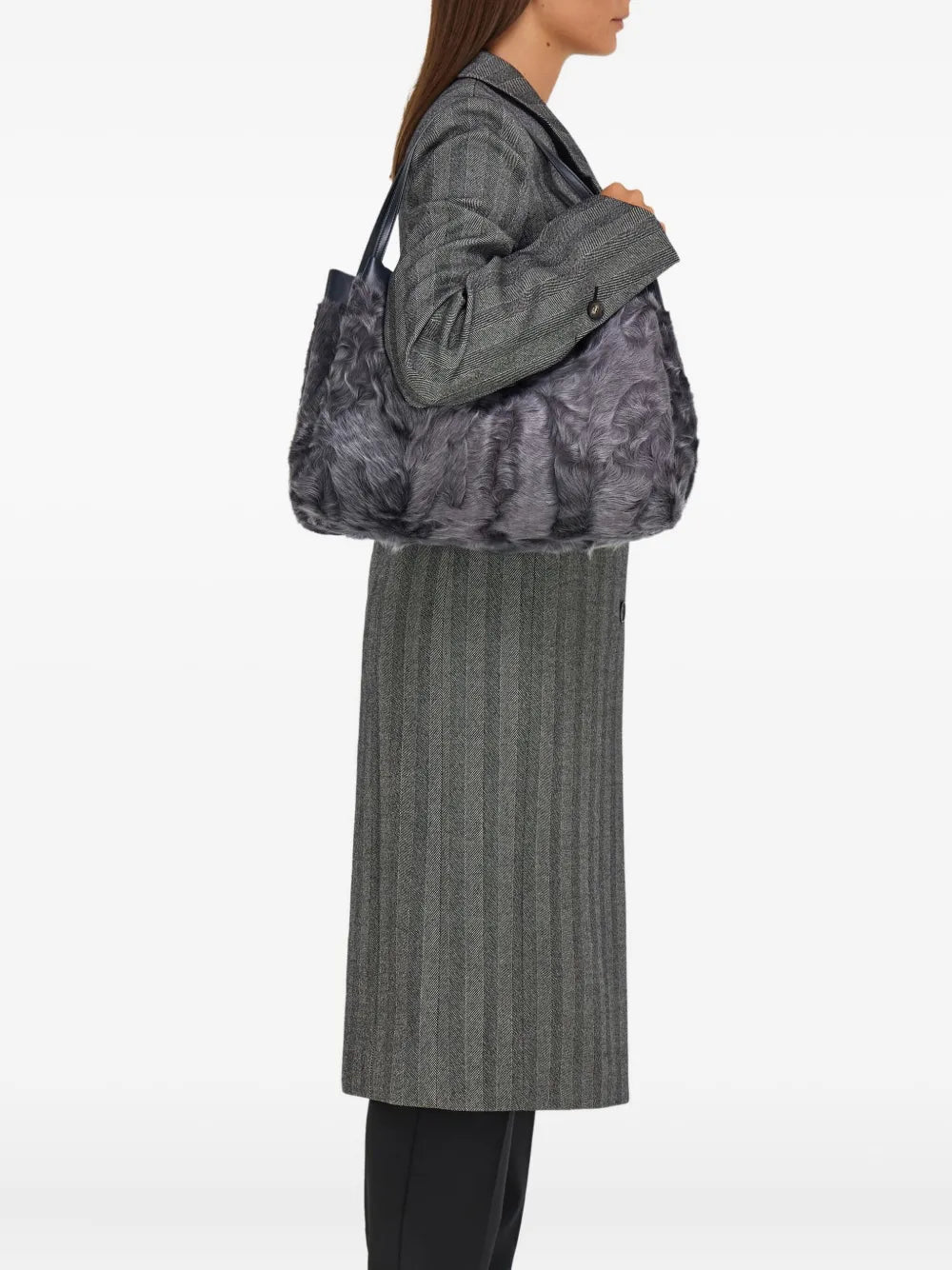 New SeasonFerragamolarge fur-embellished top-handle tote bag