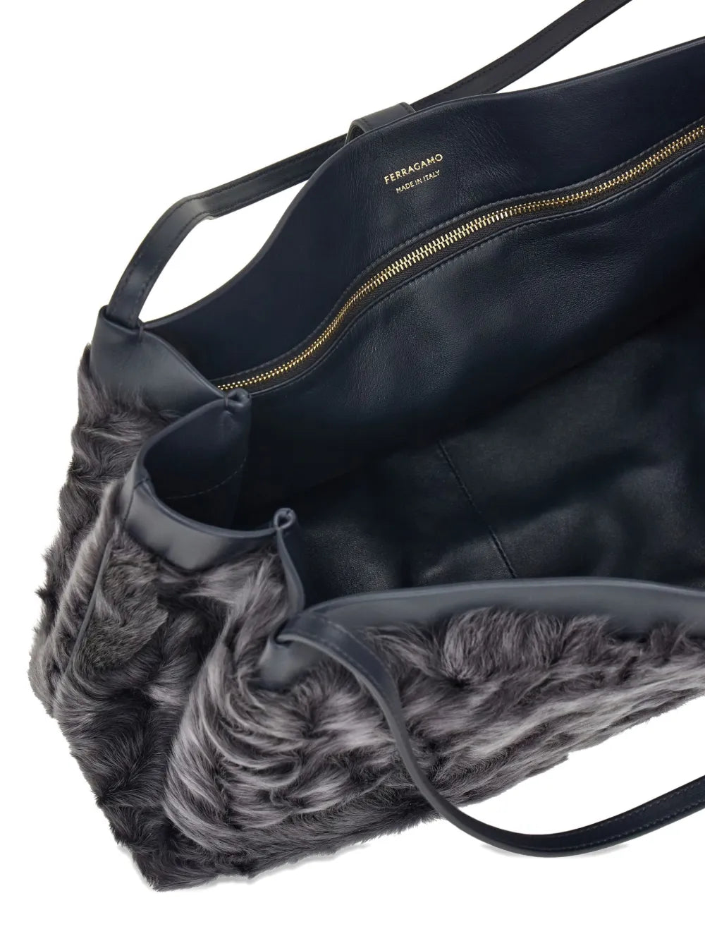New SeasonFerragamolarge fur-embellished top-handle tote bag