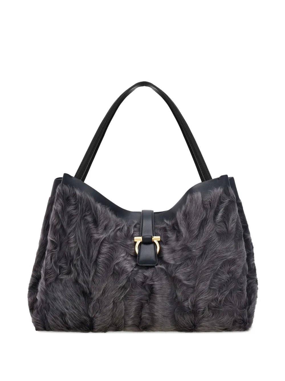 New SeasonFerragamolarge fur-embellished top-handle tote bag