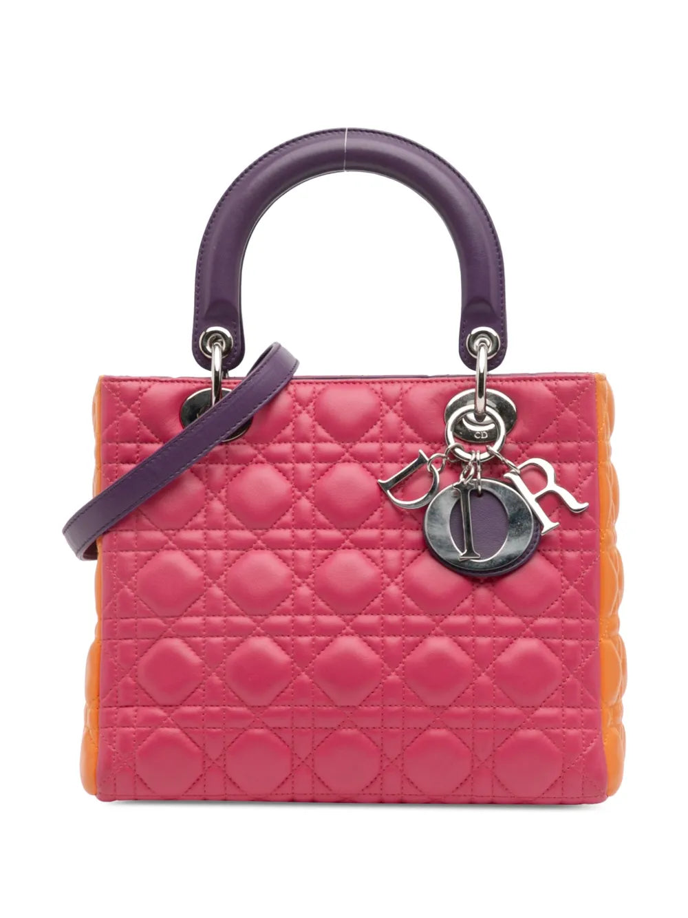 Pre-OwnedChristian Dior Pre-Owned2011 Medium Tricolor Lambskin Cannage Lady Dior satchel