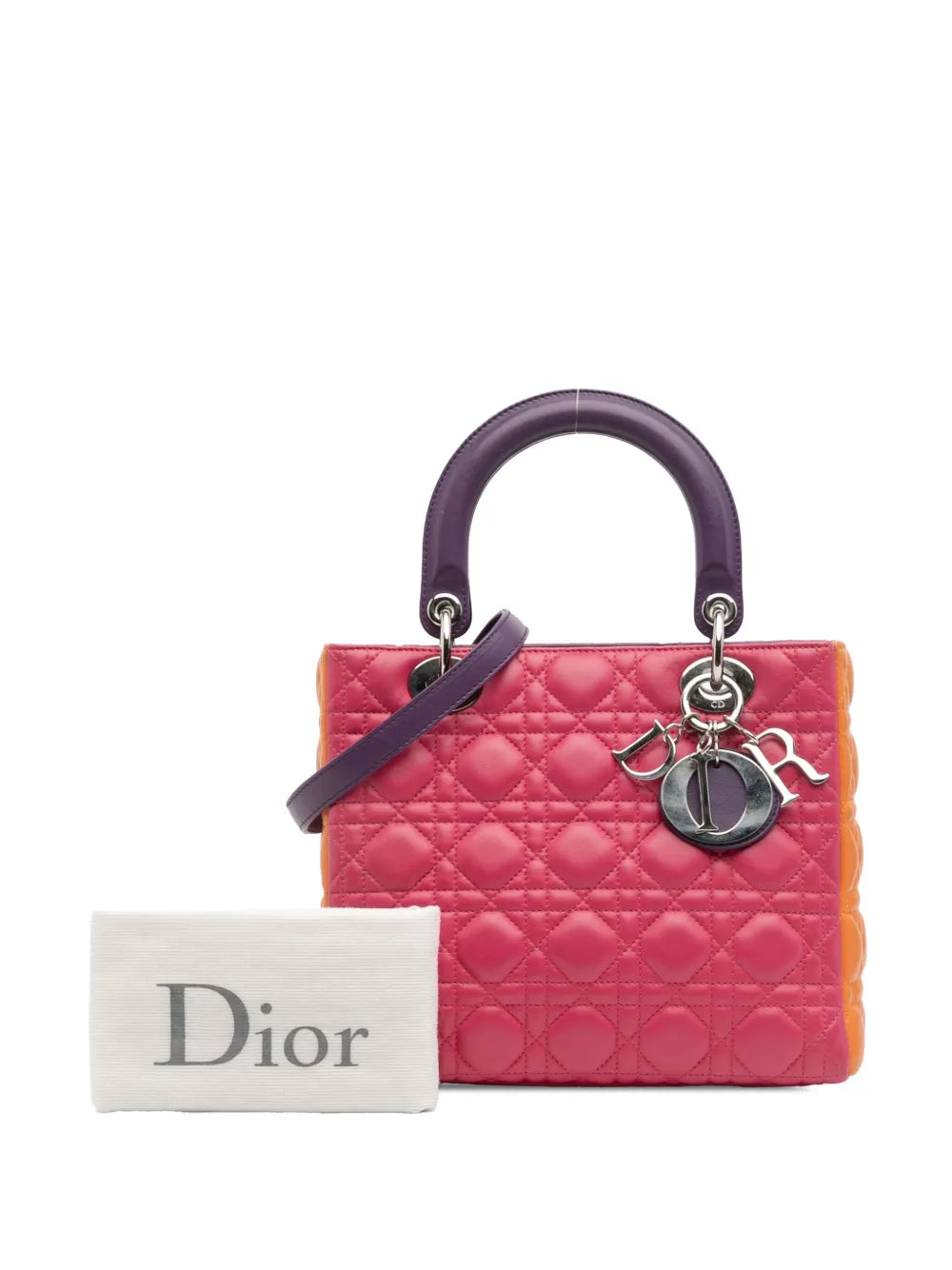 Pre-OwnedChristian Dior Pre-Owned2011 Medium Tricolor Lambskin Cannage Lady Dior satchel