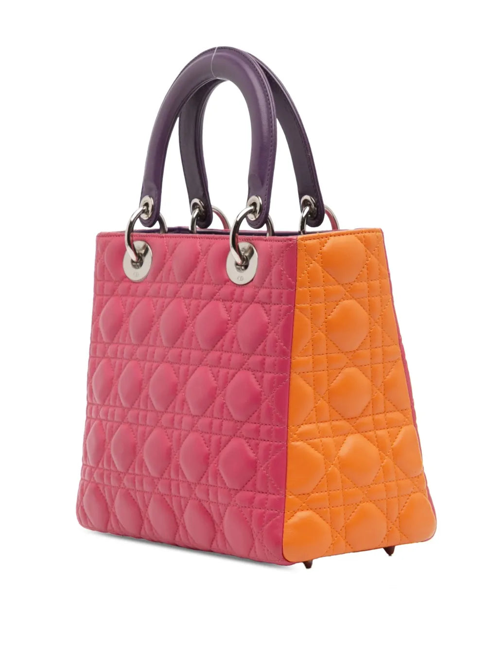 Pre-OwnedChristian Dior Pre-Owned2011 Medium Tricolor Lambskin Cannage Lady Dior satchel