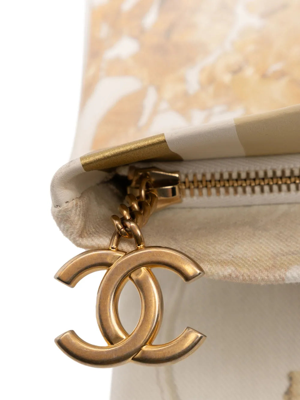 Pre-OwnedCHANEL Pre-Owned2018 XL Printed Canvas and Striped Lambskin Foldover clutch bag