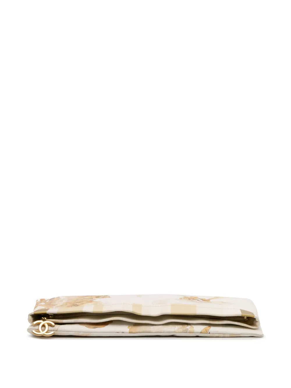 Pre-OwnedCHANEL Pre-Owned2018 XL Printed Canvas and Striped Lambskin Foldover clutch bag