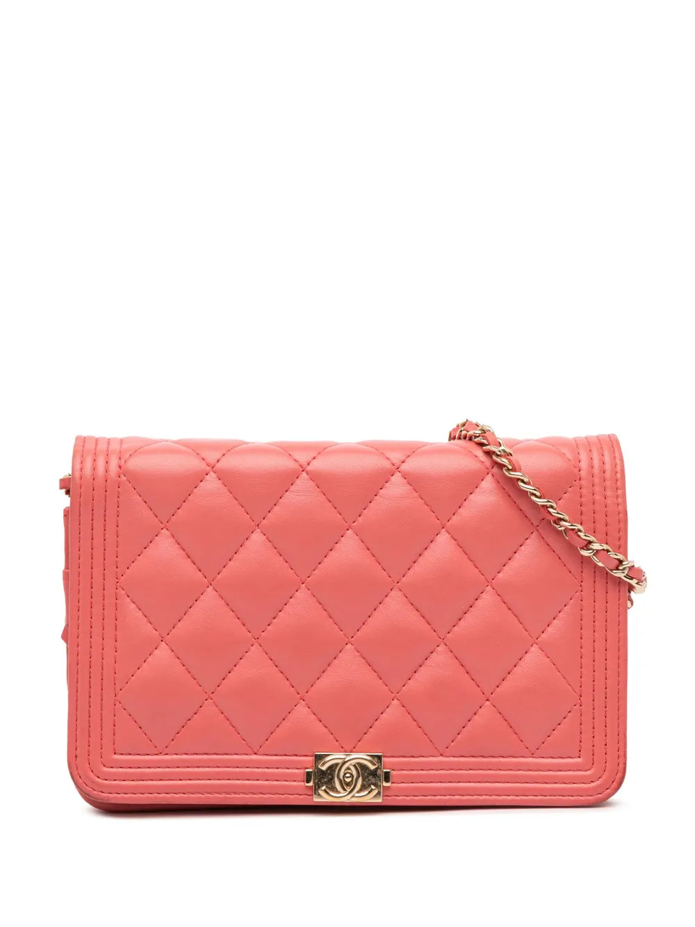 Pre-OwnedCHANEL Pre-Owned2018 Lambskin Boy Wallet On Chain crossbody bag