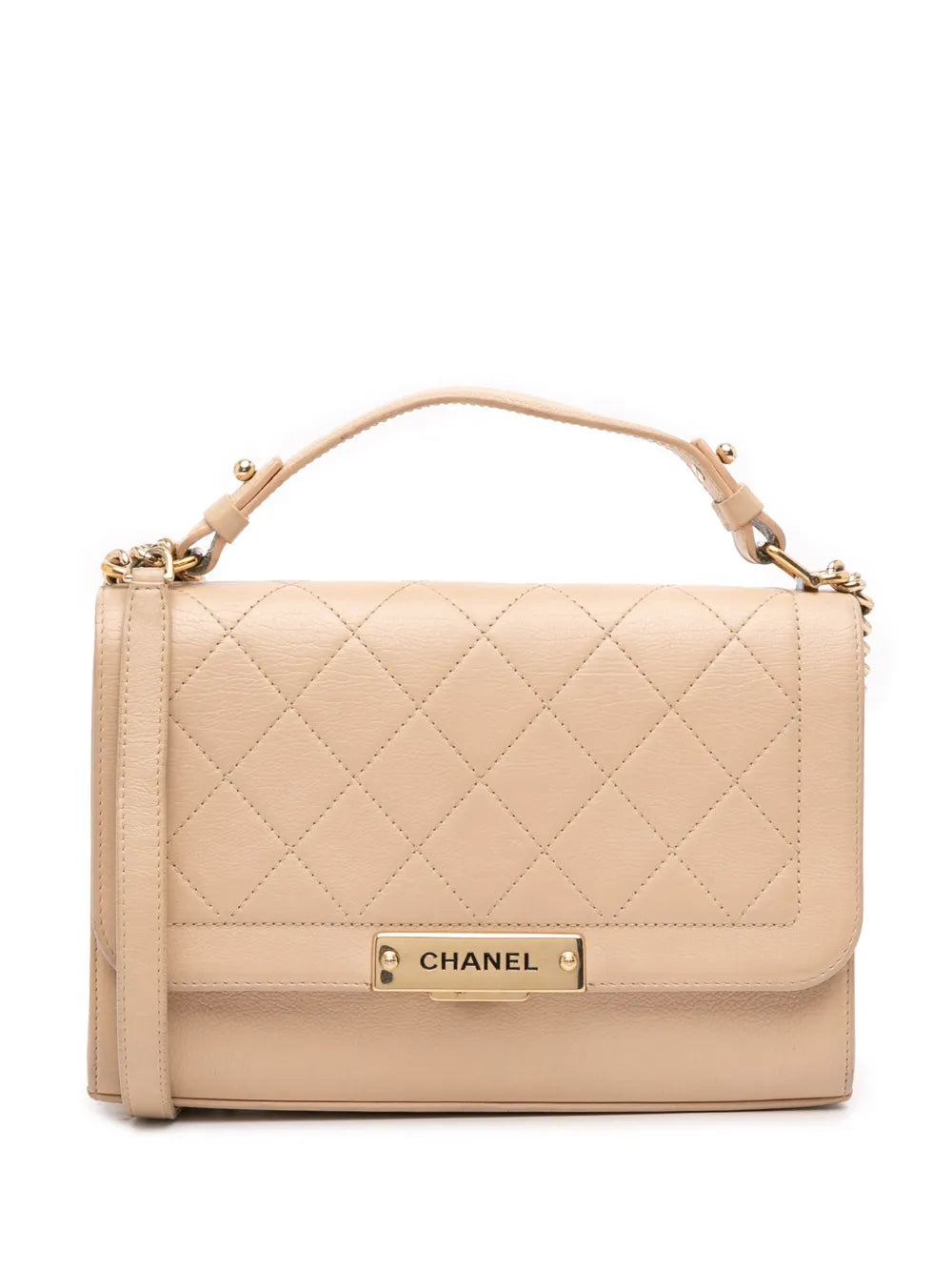 Pre-OwnedCHANEL Pre-Owned2016-2017 Medium Quilted Calfskin Label Click Flap satchel