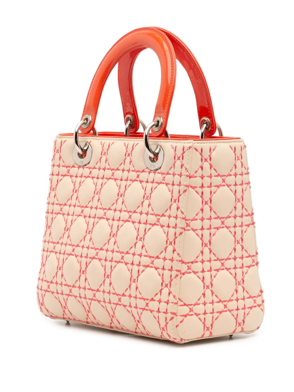 Pre-OwnedChristian Dior Pre-Owned2012 Medium Lambskin Cannage Stitched Lady Dior satchel