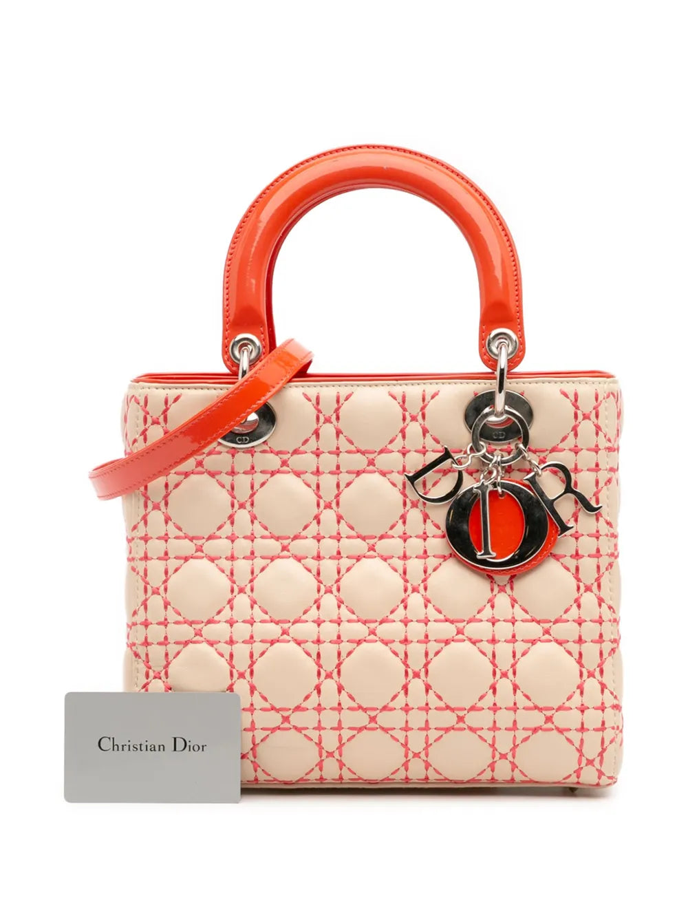 Pre-OwnedChristian Dior Pre-Owned2012 Medium Lambskin Cannage Stitched Lady Dior satchel