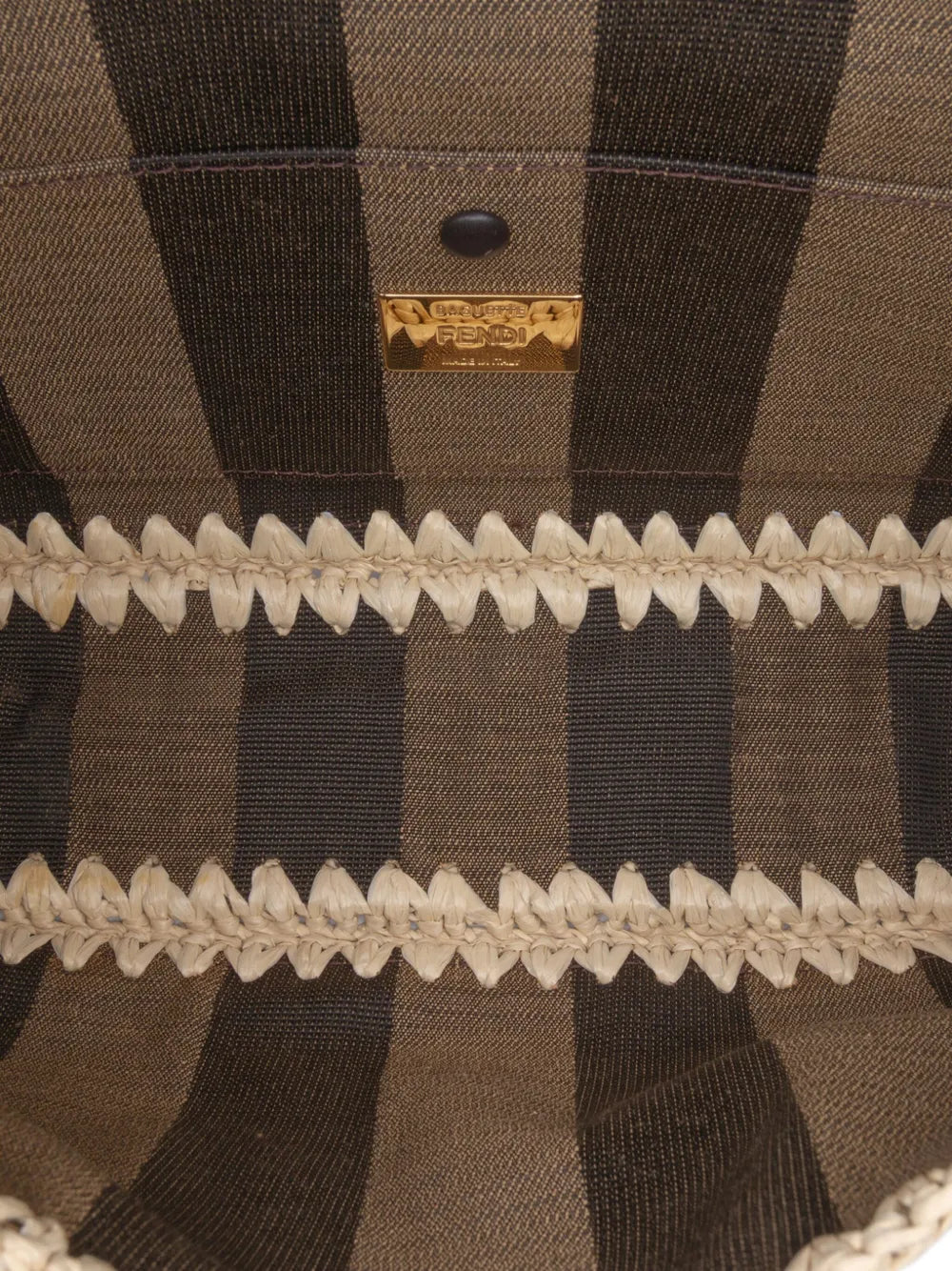 Pre-OwnedFendi Pre-Owned2000-2010 Pequin Gingham Canvas And Raffia Baguette satchel