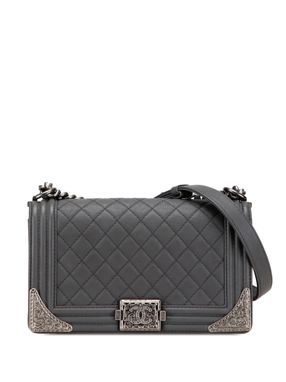 Pre-OwnedCHANEL Pre-Owned2014 Paris-Dallas Old Medium Quilted Calfskin Cowboy Boy Flap shoulder bag