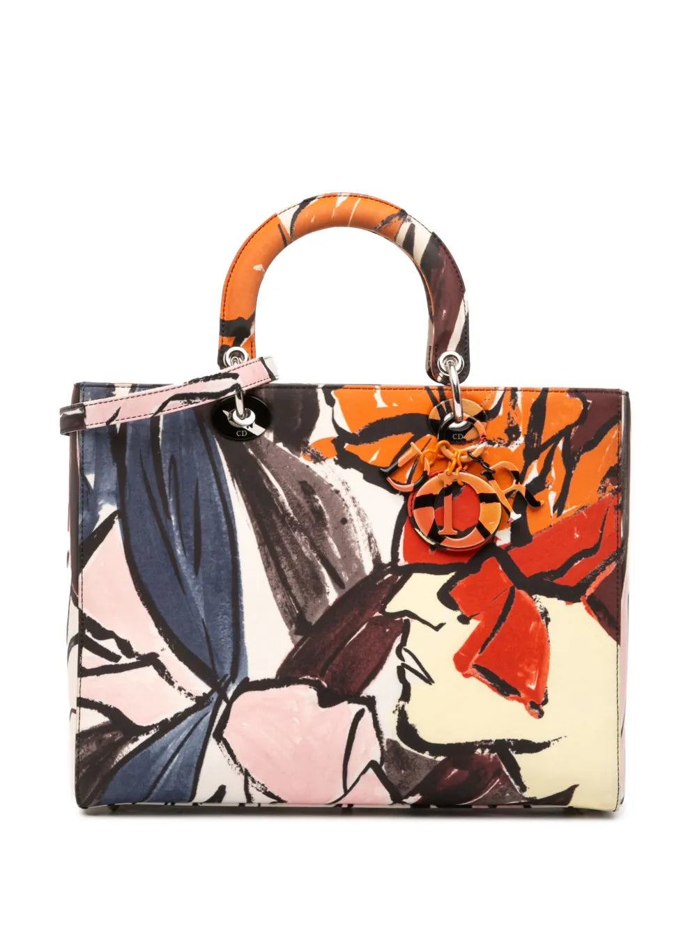 Pre-OwnedChristian Dior Pre-Owned2014 Large Canvas Floral Graffiti Lady Dior satchel