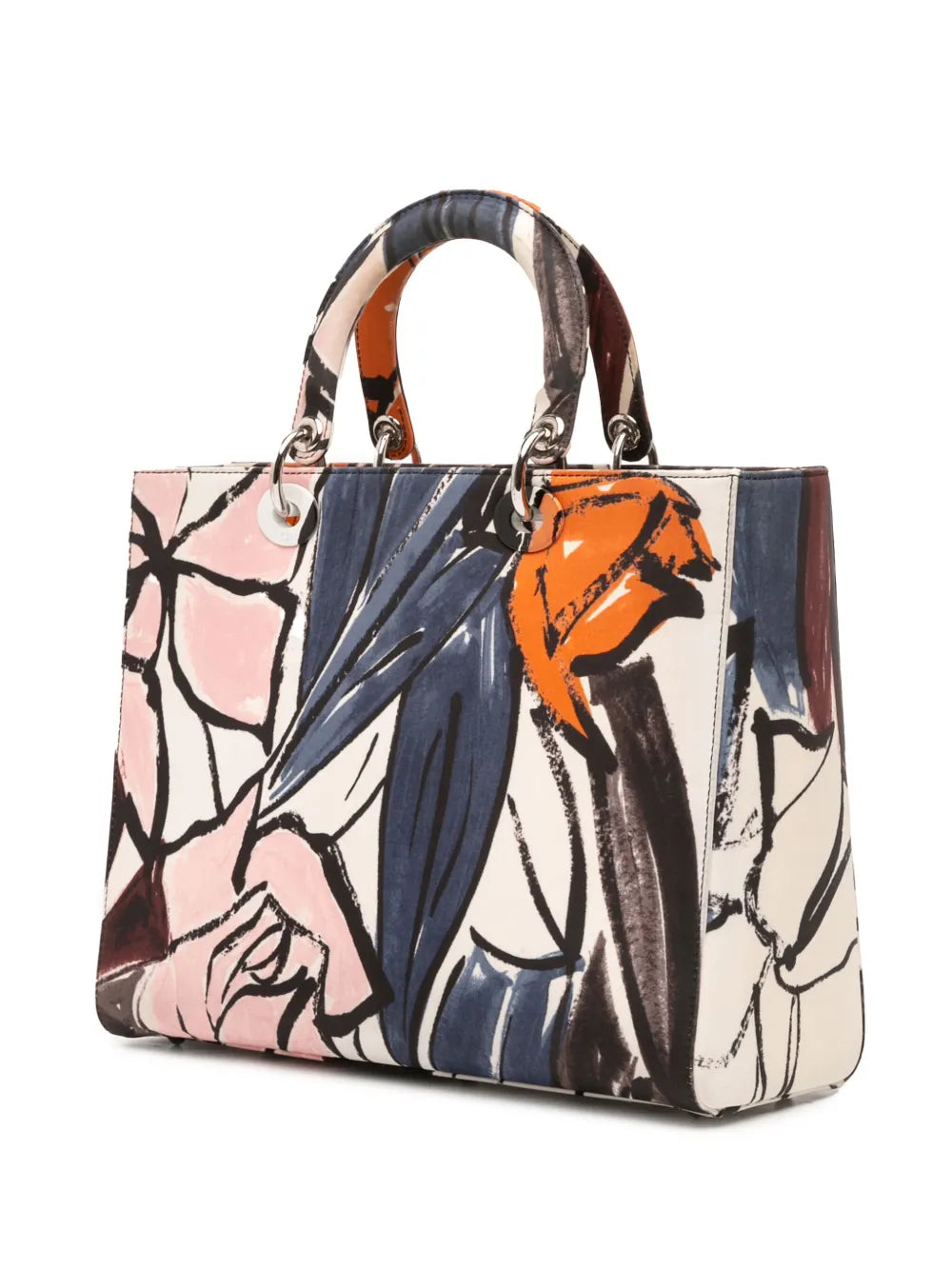 Pre-OwnedChristian Dior Pre-Owned2014 Large Canvas Floral Graffiti Lady Dior satchel