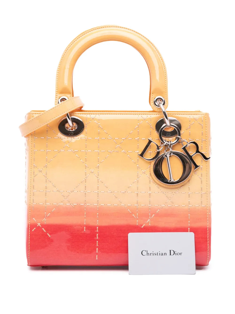 Pre-OwnedChristian Dior Pre-Owned2015 Medium Ombre Patent Cannage Lady Dior satchel