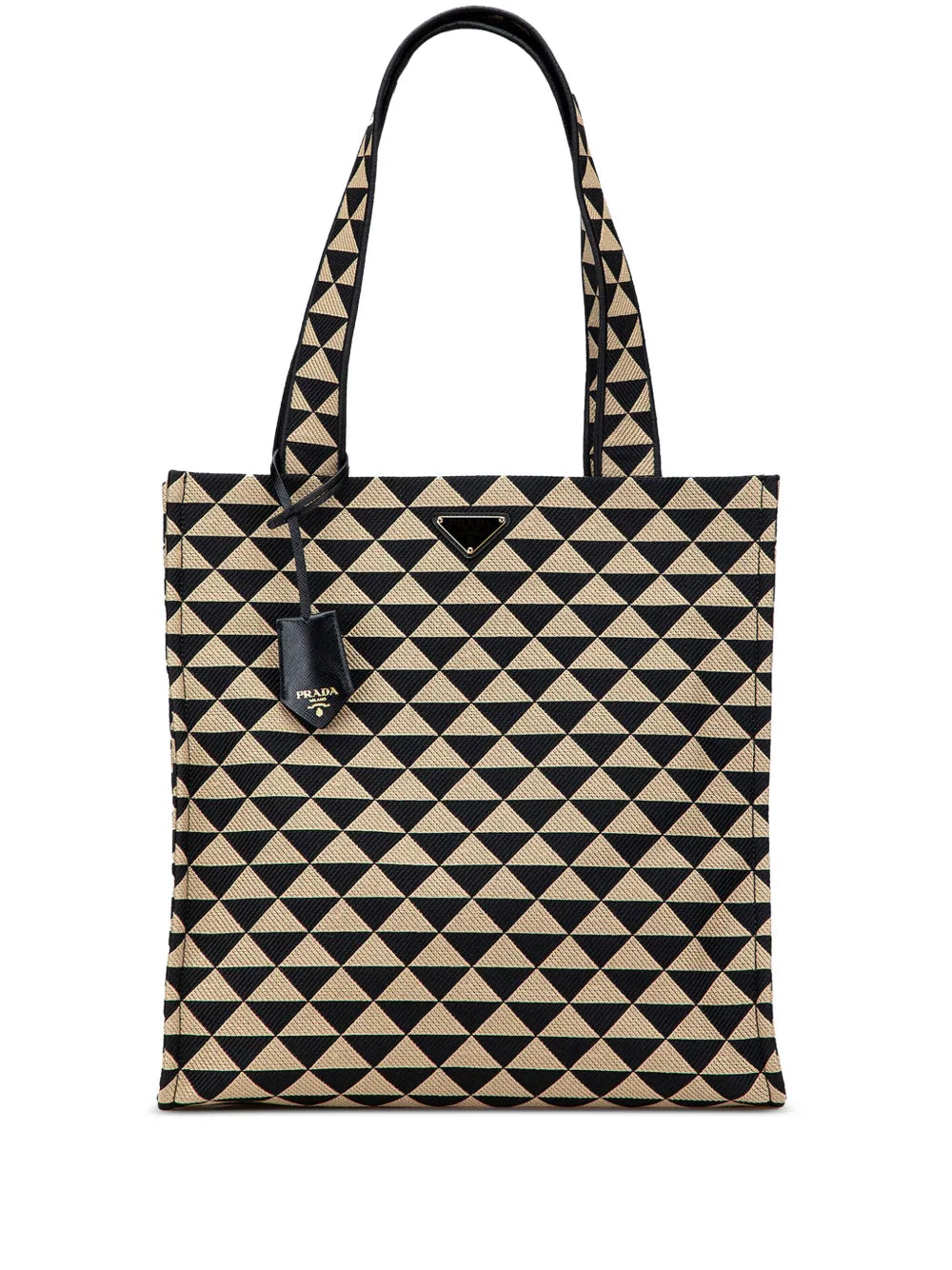 Pre-OwnedPrada Pre-Owned2013-2025 Embroidered Canvas Triangolo Symbole Shopping tote bag