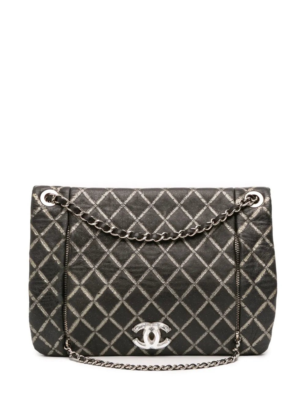 Pre-OwnedCHANEL Pre-Owned2010-2011 Quilted Metallic Distressed Lambskin CC Crystal Flap shoulder bag