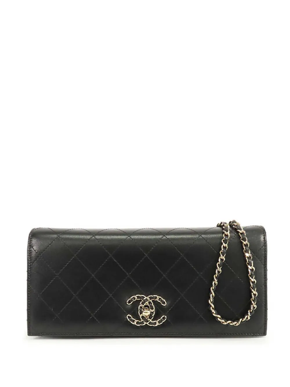 Pre-OwnedCHANEL Pre-Owned2018-2019 CC Stitched Lambskin Clutch With Chain crossbody bag
