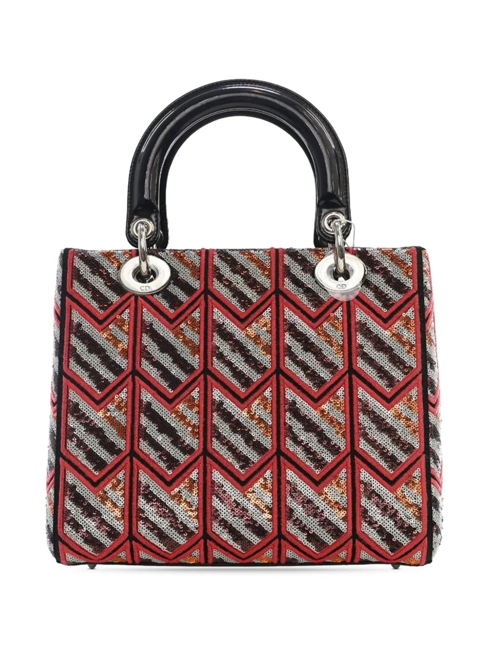 Pre-OwnedChristian Dior Pre-Owned2015 Medium Patent Sequin Embroidered Lady Dior satchel