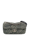 Pre-OwnedCHANEL Pre-Owned2012 Medium Embroidered Denim Camellia Flap shoulder bag