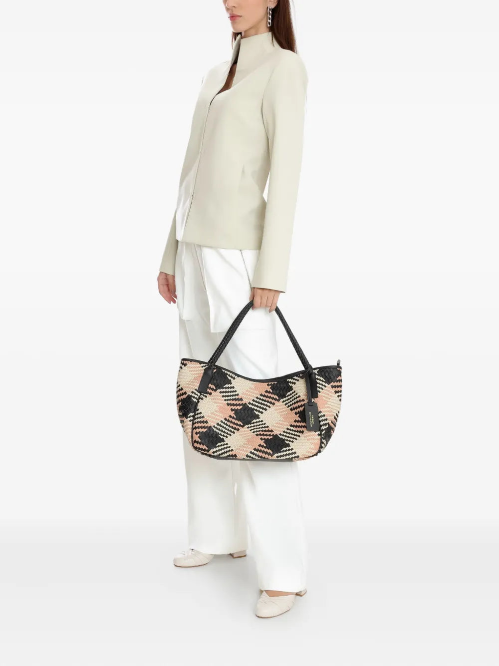 New SeasonSarah ChofakianNougat plaid braided shoulder bag