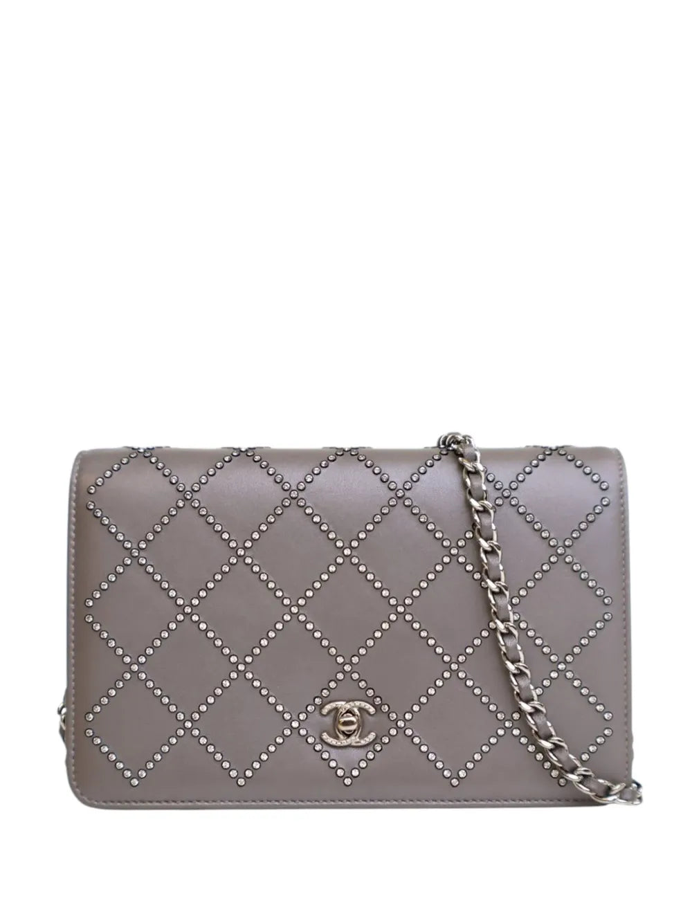 Pre-OwnedCHANEL Pre-Owned2019 CC Studded Calfskin Crystal Wallet On Chain crossbody bag