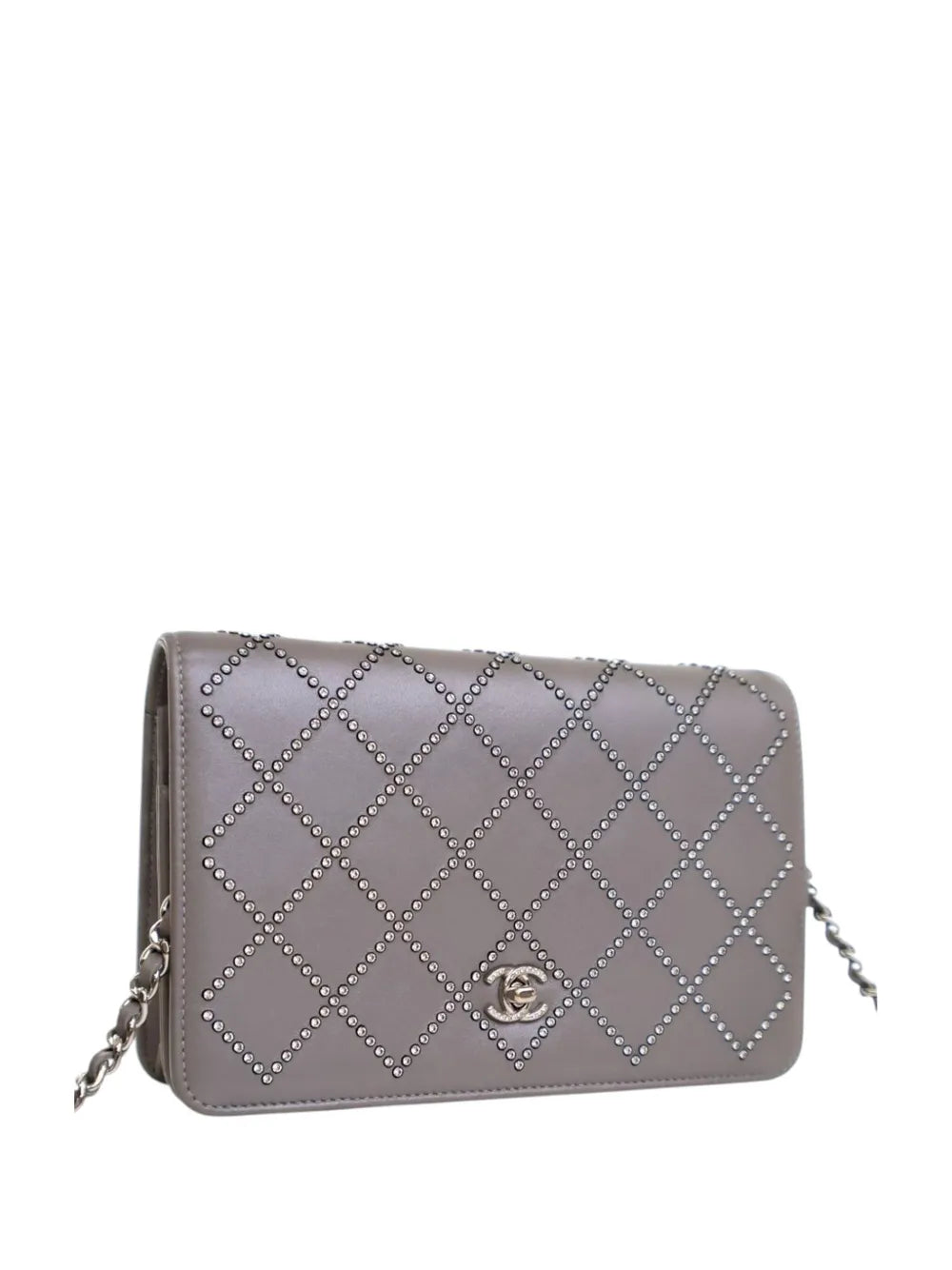 Pre-OwnedCHANEL Pre-Owned2019 CC Studded Calfskin Crystal Wallet On Chain crossbody bag