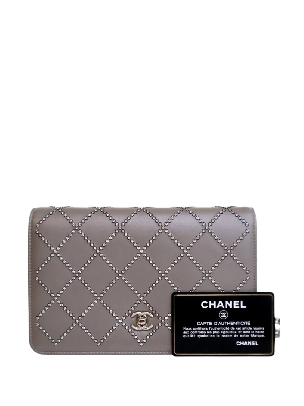 Pre-OwnedCHANEL Pre-Owned2019 CC Studded Calfskin Crystal Wallet On Chain crossbody bag