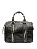IslaMaia Bowling croc-embossed top handle shoulder bag