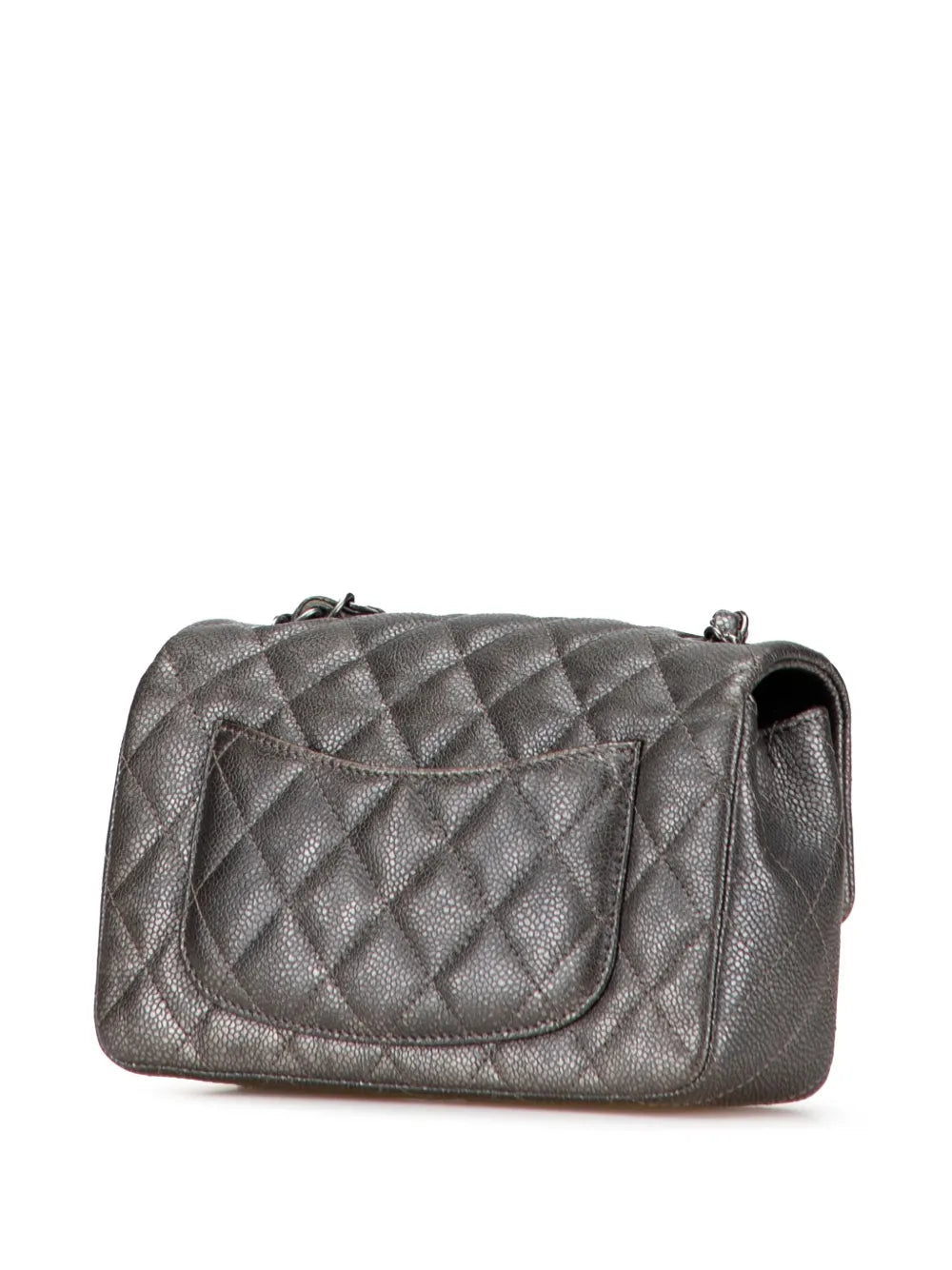 Pre-OwnedCHANEL Pre-Owned2015-2016 Mini Rectangular Classic Metallic Caviar Single Flap crossbody bag