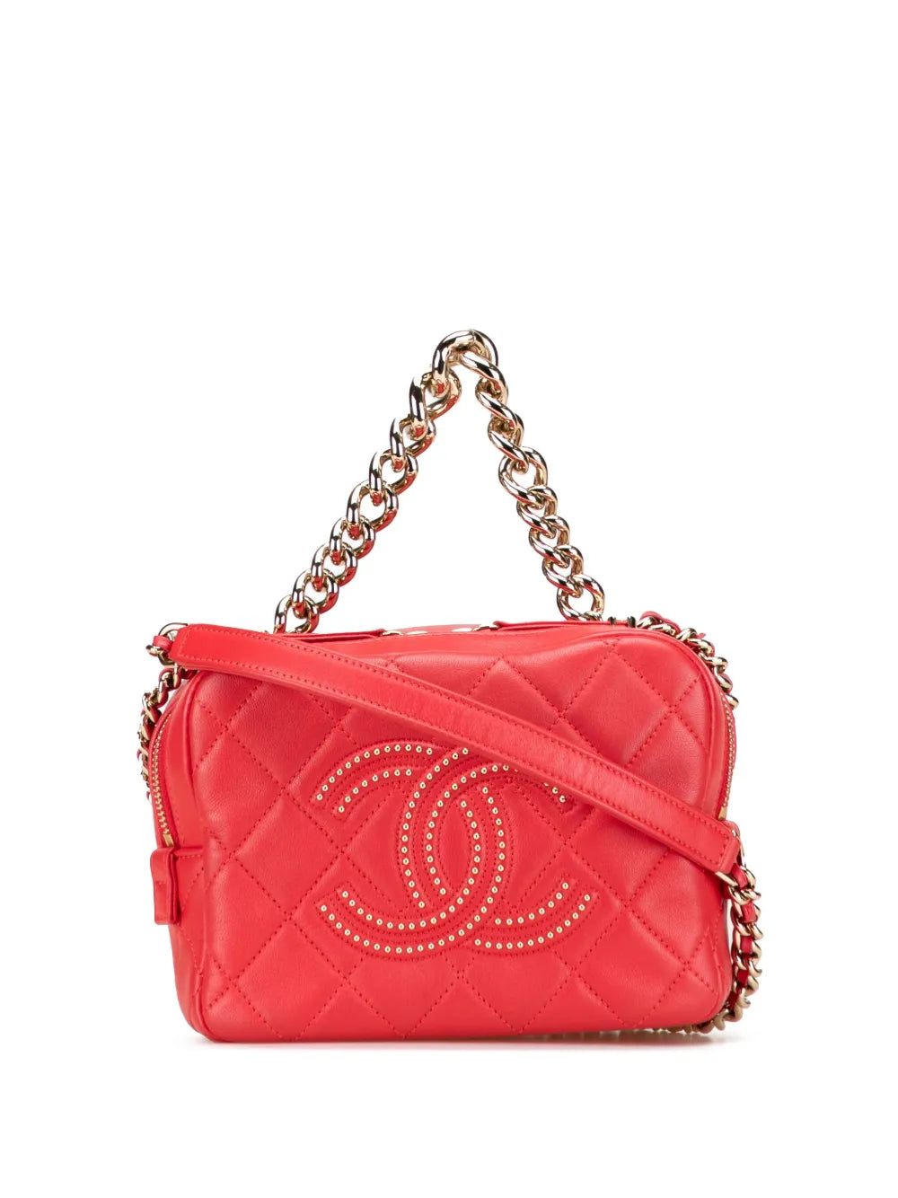 Pre-OwnedCHANEL Pre-Owned2019 Quilted Lambskin Studded Beauty Begins Camera Bag satchel