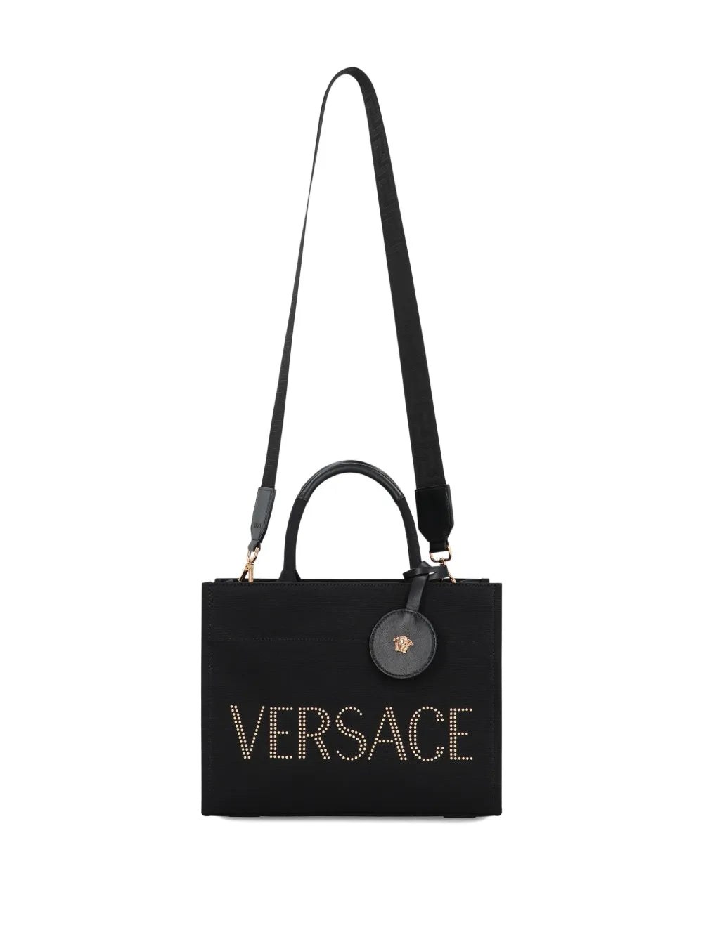 Versacestudded logo canvas tote bag