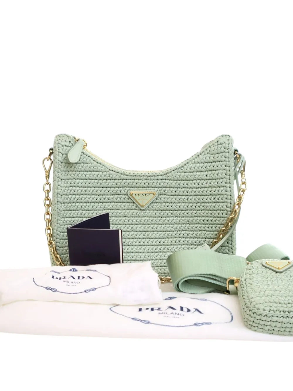 Pre-OwnedPrada Pre-Owned2019-2025 Yarn Effect Raffia Crochet Re Edition 2005 satchel