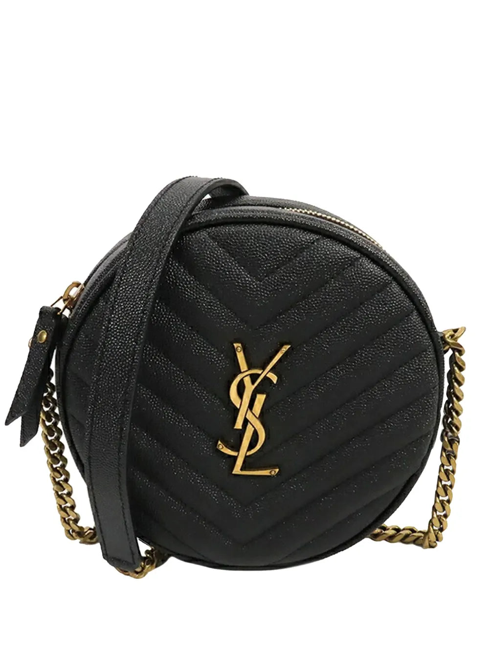 Pre-OwnedSaint Laurent Pre-Owned2013-2025 Grain De Poudre Chevron Round Vinyle Camera Bag crossbody bag