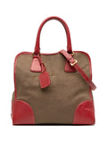 Pre-OwnedPrada Pre-Owned2000-2025 Saffiano Trimmed Canvas Canapa Logo satchel