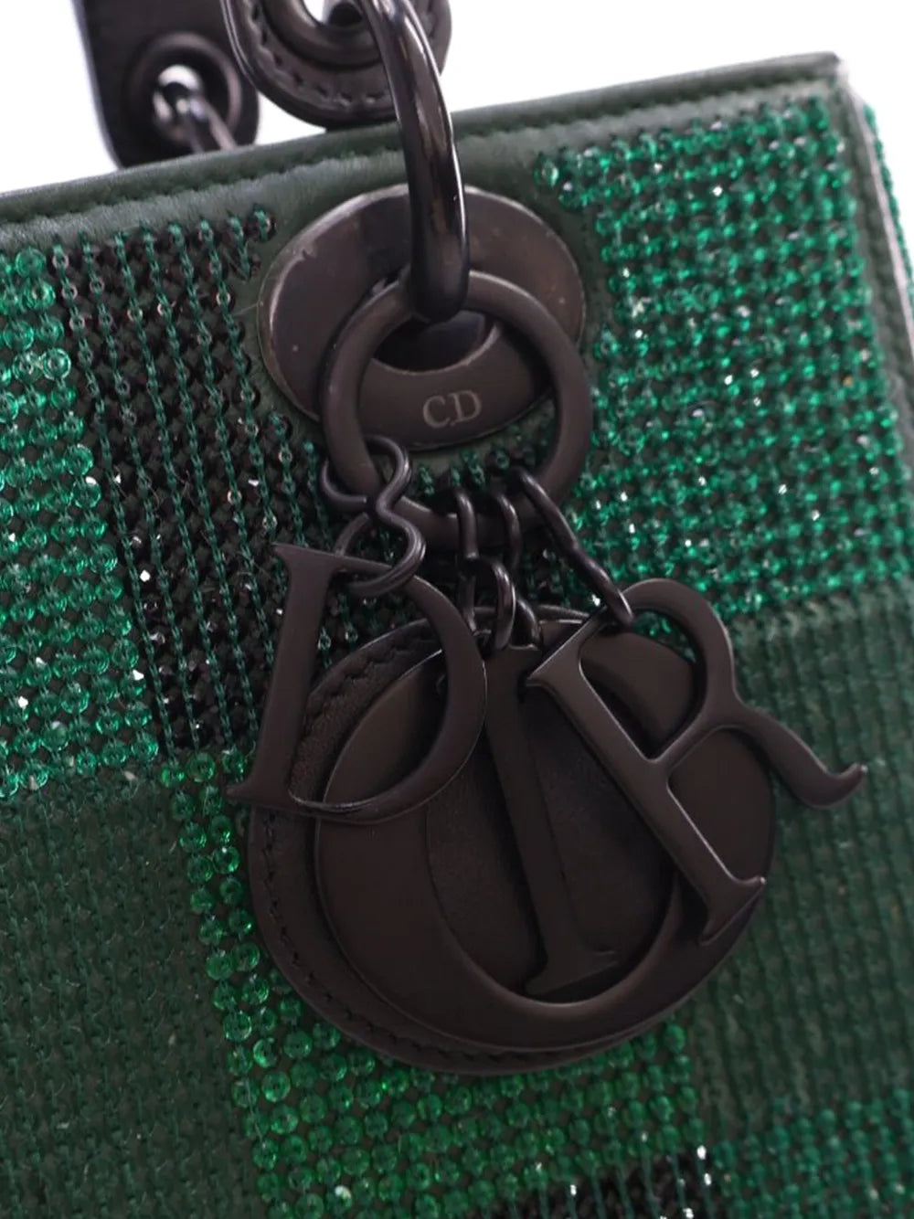 Pre-OwnedChristian Dior Pre-Owned2019 Medium Crystal Embellished Calfskin Checkered Lady Dior satchel