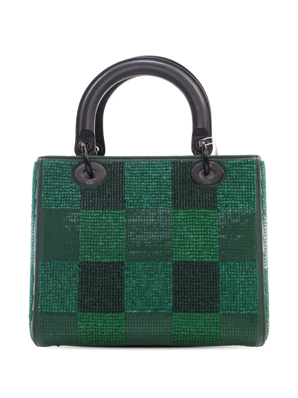 Pre-OwnedChristian Dior Pre-Owned2019 Medium Crystal Embellished Calfskin Checkered Lady Dior satchel