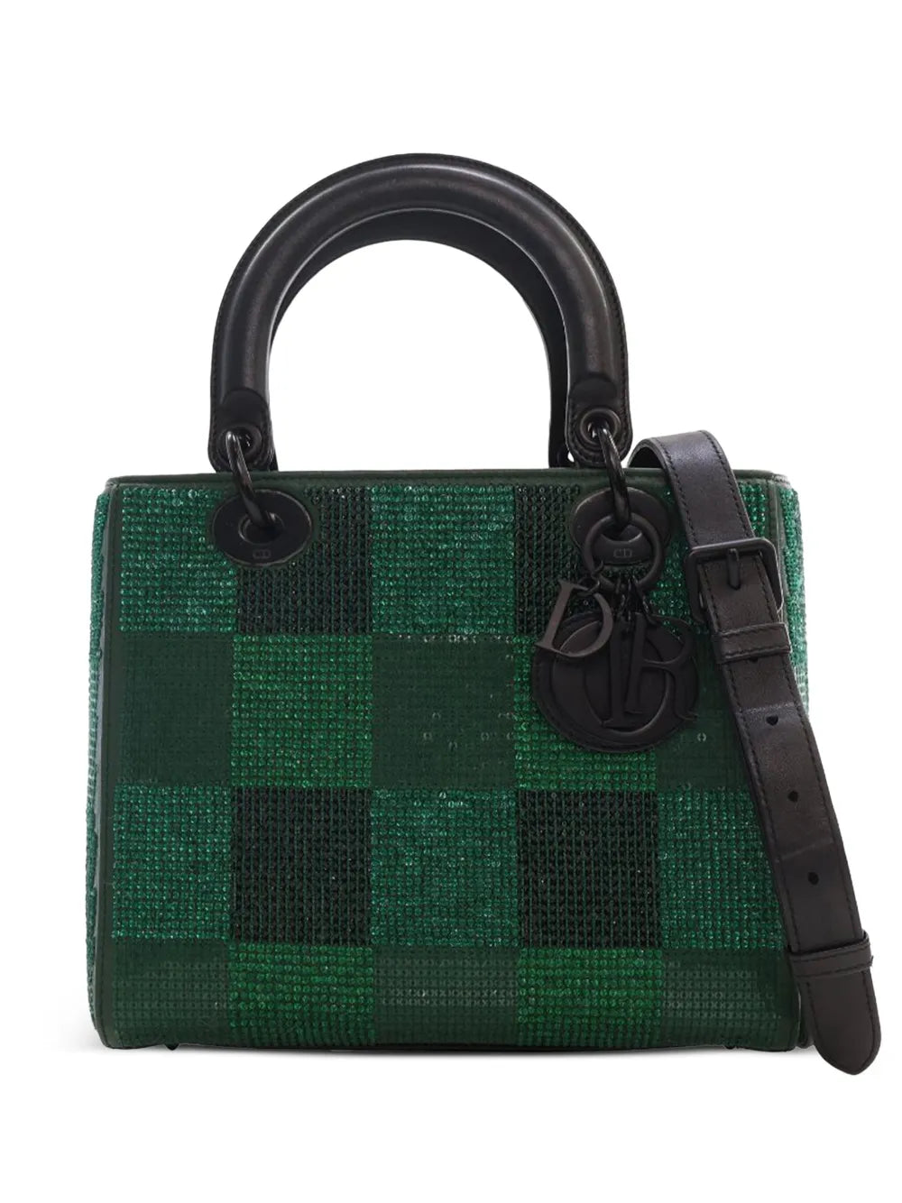 Pre-OwnedChristian Dior Pre-Owned2019 Medium Crystal Embellished Calfskin Checkered Lady Dior satchel